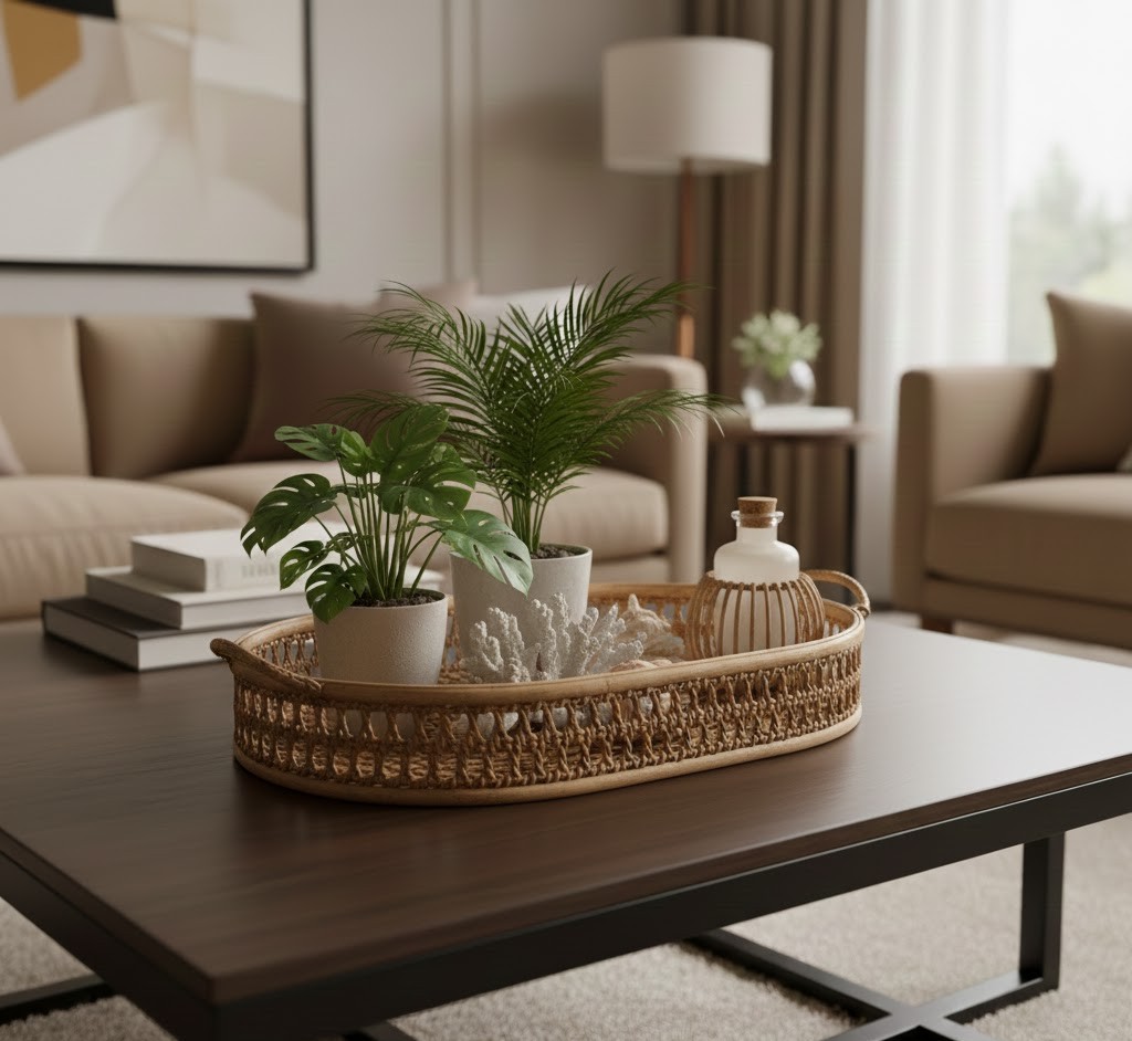 Bamboe vlechtwerk dienblad